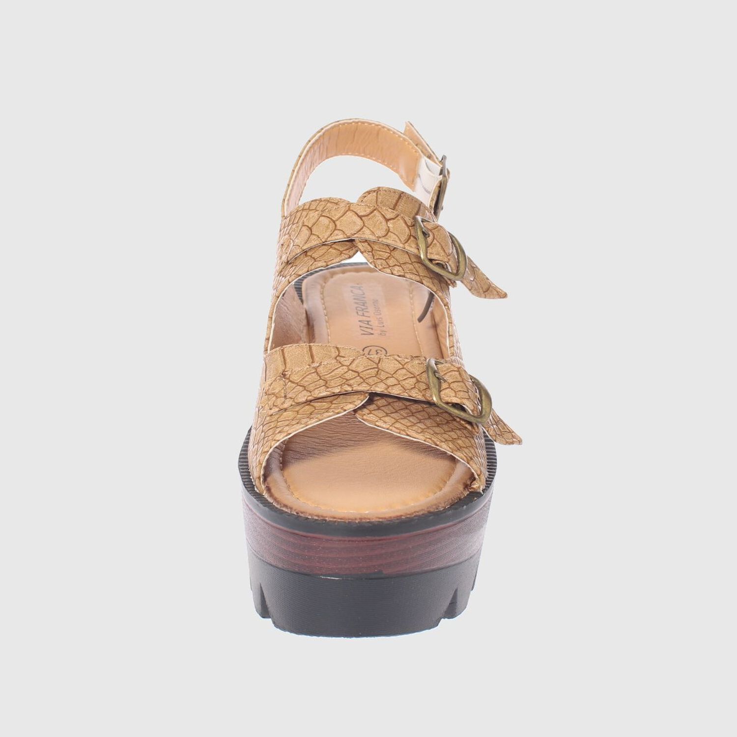 Sandalia Plataforma Croco Camel V&iacute;a Franca Art. 5cg67706ccamel image number 2.0